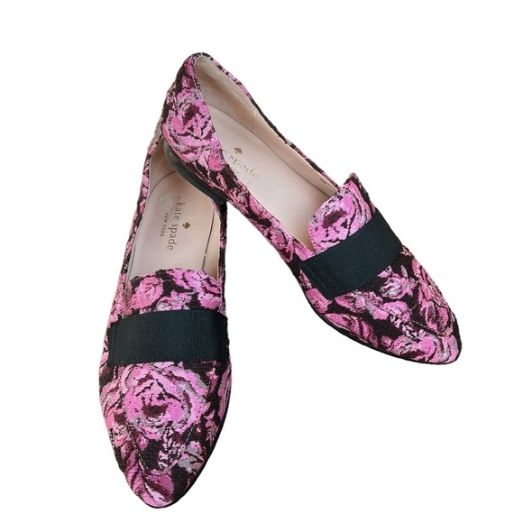 Kate Spade Corina Floral Brocade Loafers Pink Roses Size 6M - Picture 5 of 13